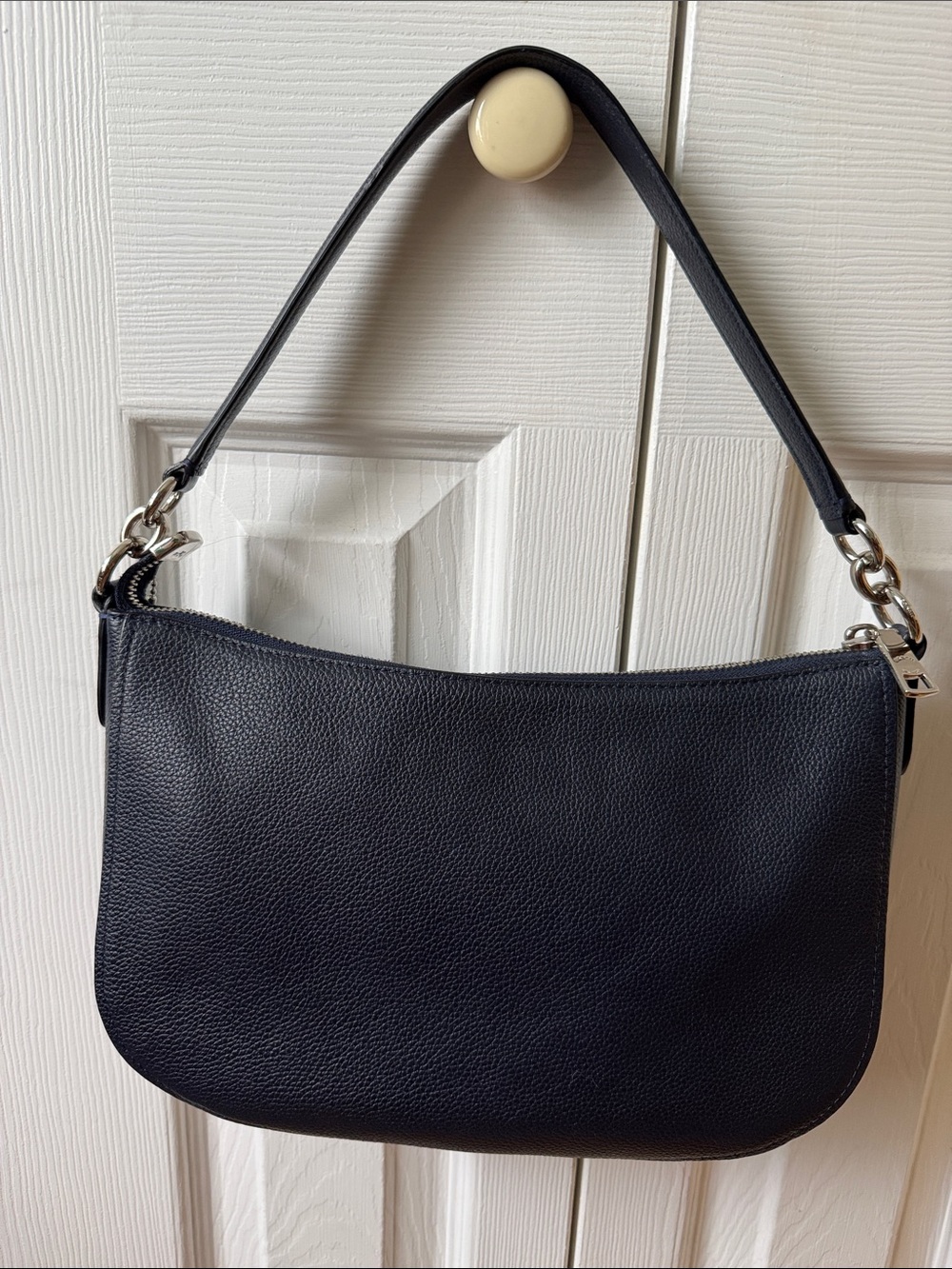 Coach Navy Leather Floral Studded Shoulder Bag - Picture 2 of 4